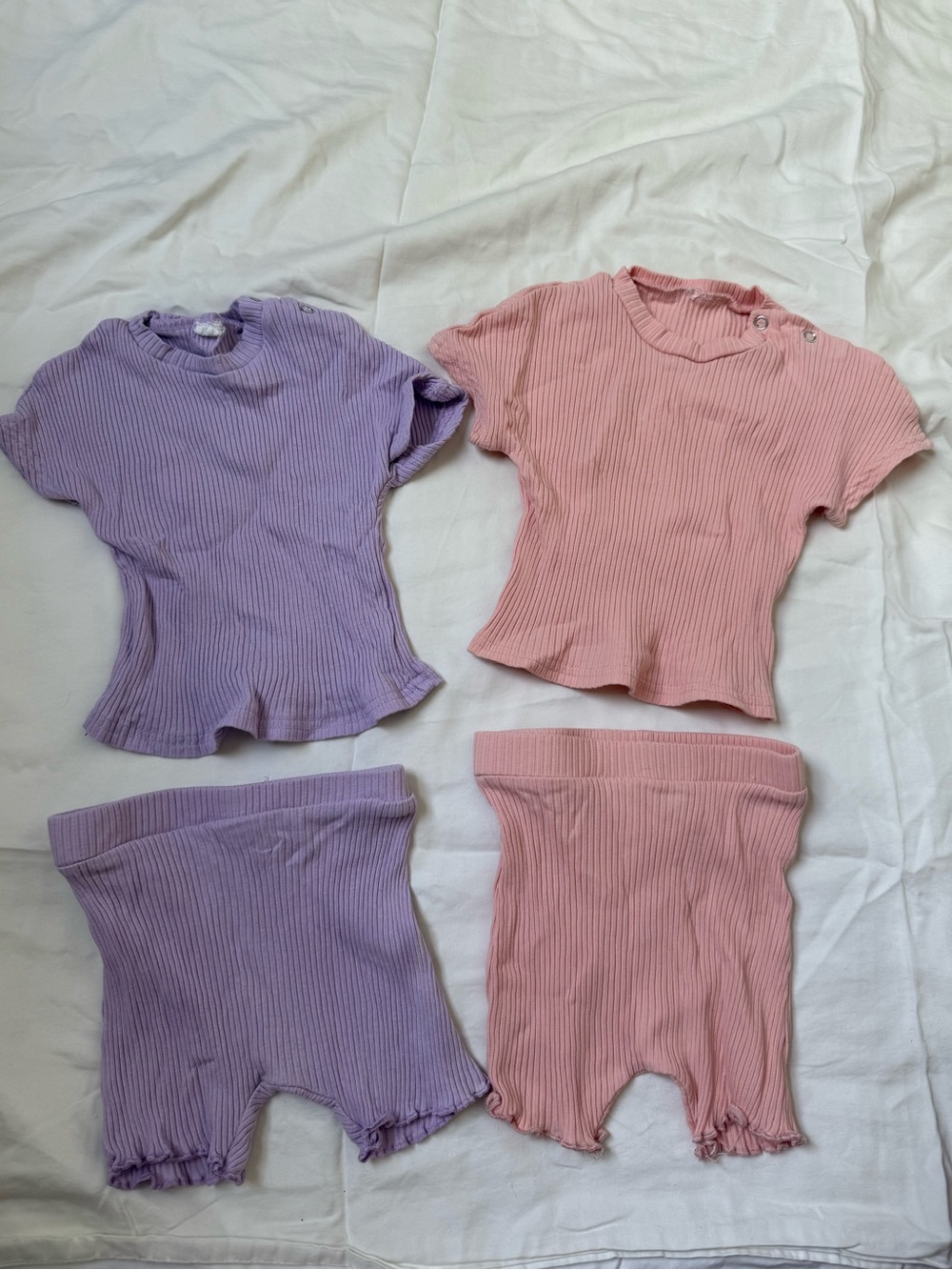 Ribbed Pastel Two-Piece Sets — Lavender & Pink - Picture 1 of 8